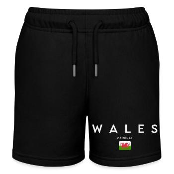Flagge von Wales, walisischer Stolz - Kinder Organic Joggingshorts Mini Bolter von Stanley/Stella - Schwarz - Vorne