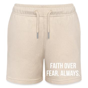 FAITH OVER FEAR. ALWAYS. | Greyline Official - Kids Organic Sweat Shorts by Stanley/Stella - soft Ecru - Front
