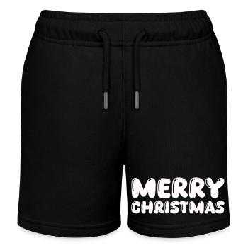 Cuddly Merry Christmas lettering - Kids Organic Sweat Shorts by Stanley/Stella - black - Front