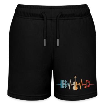 Bratsche Herzschlag Altschlüssel Viola Bratschist - Kinder Organic Joggingshorts Mini Bolter von Stanley/Stella - Schwarz - Vorne
