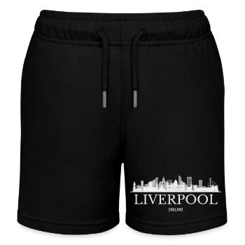 Liverpool Skyline, Liverpool England - Kids Organic Sweat Shorts by Stanley/Stella - black - Front