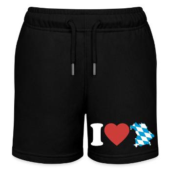 I Love Bavaria | Heart with blue white map - Kids Organic Sweat Shorts by Stanley/Stella - black - Front