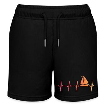Sunset Sailing Boat Heartbeat Sail - Kinder Organic Joggingshorts Mini Bolter von Stanley/Stella - Schwarz - Vorne