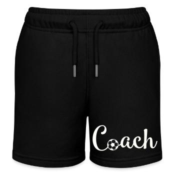 Coach Football Font Logo - Kids Organic Sweat Shorts by Stanley/Stella - black - Front