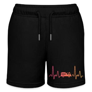 Fire Truck Sunset Heartbeat Pumped - Kids Organic Sweat Shorts by Stanley/Stella - black - Front