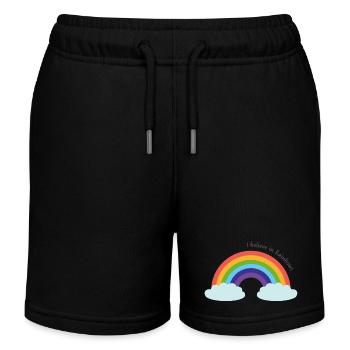 Dire arc-en-ciel, je crois aux arcs-en-ciel - Short de jogging enfant bio Stanley/Stella - noir - Devant