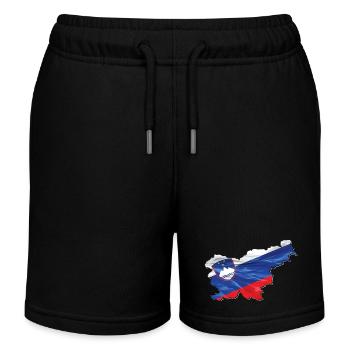 Slowenien Flagge in der Slowenien Landkarte - Kinder Organic Joggingshorts Mini Bolter von Stanley/Stella - Schwarz - Vorne