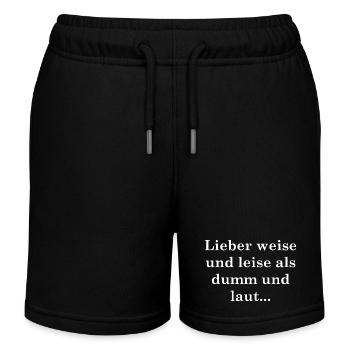 lieber weise und leise - Kinder Organic Joggingshorts Mini Bolter von Stanley/Stella - Schwarz - Vorne