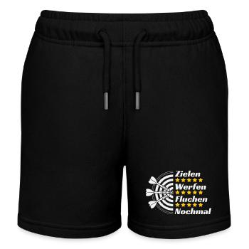 Zielen werfen nochmal - Darts lustiger Spruch Dart - Kinder Organic Joggingshorts Mini Bolter von Stanley/Stella - Schwarz - Vorne