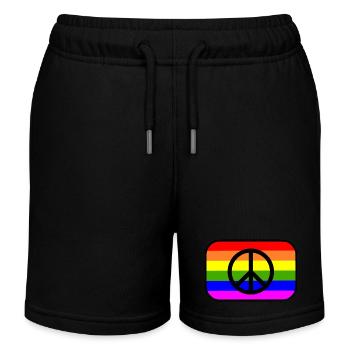 Peace sign on LGBT rainbow banner - Kids Organic Sweat Shorts by Stanley/Stella - black - Front