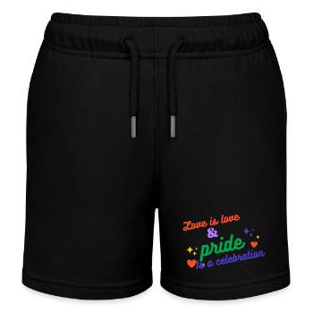 Love is love and pride is a celebration - Kids Organic Sweat Shorts by Stanley/Stella - black - Front
