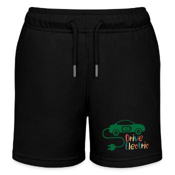 Drive Electric EV Driver Charge Car - Kids Organic Sweat Shorts by Stanley/Stella - black - Front
