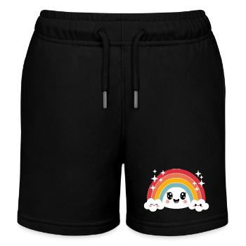 Kawaii Cute Rainbow - Kids Organic Sweat Shorts by Stanley/Stella - black - Front