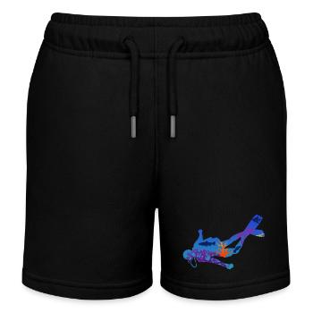 Taucher Unterwasser Silhouette Geschenk - Kinder Organic Joggingshorts Mini Bolter von Stanley/Stella - Schwarz - Vorne
