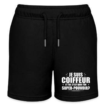 Ich bin Friseur. Was ist deine Superkraft? - Kinder Organic Joggingshorts Mini Bolter von Stanley/Stella - Schwarz - Vorne