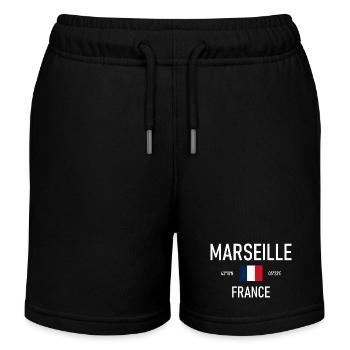 Marseille - France - France Flag Coordinates - Kids Organic Sweat Shorts by Stanley/Stella - black - Front