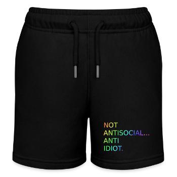 Nicht Antisozial Anti Idiot | Spruch | Lustig - Kinder Organic Joggingshorts Mini Bolter von Stanley/Stella - Schwarz - Vorne