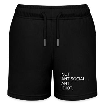 Nicht Antisozial Anti Idiot | Spruch | Lustig - Kinder Organic Joggingshorts Mini Bolter von Stanley/Stella - Schwarz - Vorne