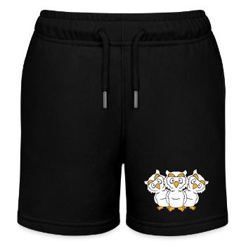 3 Eulen Team Freunde Party Crew drei Brüder Truppe - Kinder Organic Joggingshorts Mini Bolter von Stanley/Stella - Schwarz - Vorne