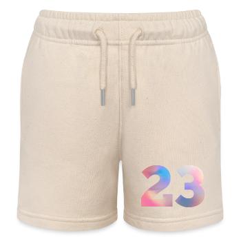 Colorful Number 23 - Kids Organic Sweat Shorts by Stanley/Stella - soft Ecru - Front