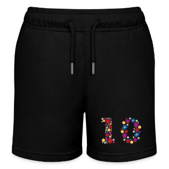 Flowers 10 - Kinder Organic Joggingshorts Mini Bolter von Stanley/Stella - Schwarz - Vorne