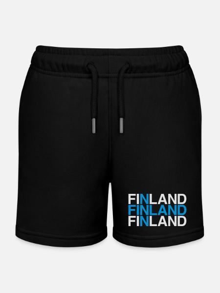 FINNLAND Finland Suomi Finnische Flagge - Kinder Organic Joggingshorts Mini Bolter von Stanley/Stella - Schwarz