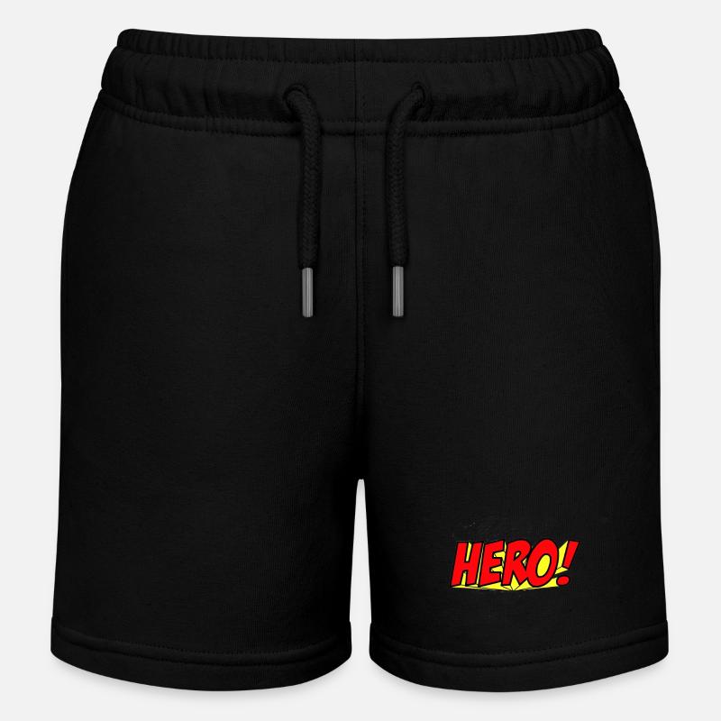 Superhelden Comics Geschichte Illustration - Kinder Organic Joggingshorts Mini Bolter von Stanley/Stella - Schwarz