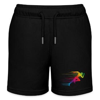 dynamic motif of a runner sprinting - Kids Organic Sweat Shorts by Stanley/Stella - black - Front