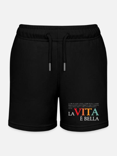 La vita e bella (dark) - Kids Organic Sweat Shorts by Stanley/Stella - black