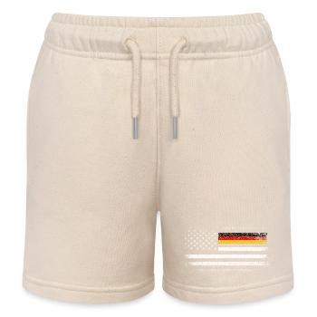 Distressed US German Flag Blend - Kids Organic Sweat Shorts by Stanley/Stella - soft Ecru - Front
