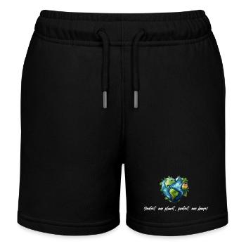 Protect our planet white - Kids Organic Sweat Shorts by Stanley/Stella - black - Front