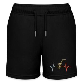 Vintage Saxophone Heartbeat - Short de jogging enfant bio Stanley/Stella - noir - Devant