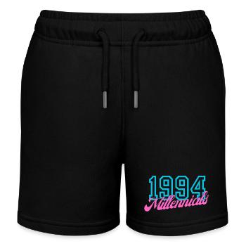 1994 Millennials Retro Datum Design - Kinder Organic Joggingshorts Mini Bolter von Stanley/Stella - Schwarz - Vorne