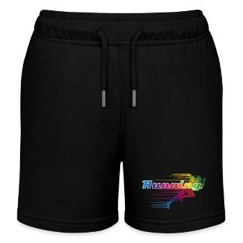 Colorful runner in sprint lettering "Running - Kids Organic Sweat Shorts by Stanley/Stella - black - Front