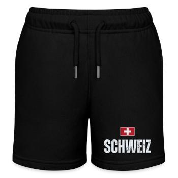 Swiss flag, Swiss patriot - Kids Organic Sweat Shorts by Stanley/Stella - black - Front