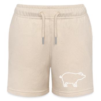 Cute Pig Silhouette Minimalist Farm - Kids Organic Sweat Shorts by Stanley/Stella - soft Ecru - Front