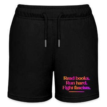 Read books. Run hard. Fight fascists. - Kinder Organic Joggingshorts Mini Bolter von Stanley/Stella - Schwarz - Vorne