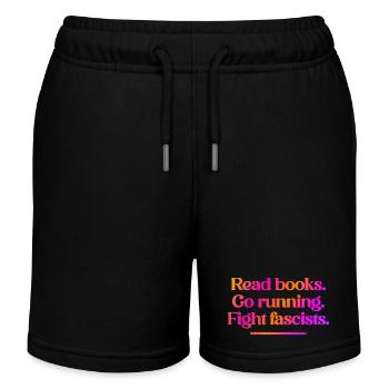 Lisez des livres. Allez courir. Combattez les fascistes. - Short de jogging enfant bio Stanley/Stella - noir - Devant