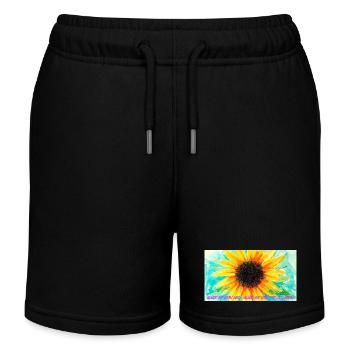 Sonnenblume Farbrausch Kunst - Kinder Organic Joggingshorts Mini Bolter von Stanley/Stella - Schwarz - Vorne