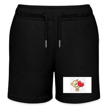 Teddy bear with heart - Kids Organic Sweat Shorts by Stanley/Stella - black - Front
