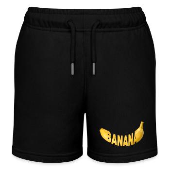 Banana Lettering Ribbon Print - Kids Organic Sweat Shorts by Stanley/Stella - black - Front