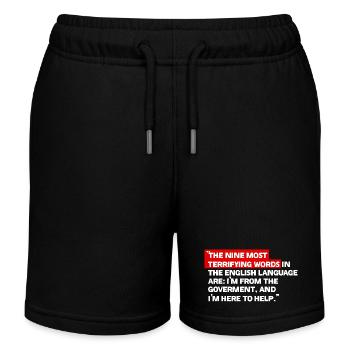 Satirical government quote - Kids Organic Sweat Shorts by Stanley/Stella - black - Front
