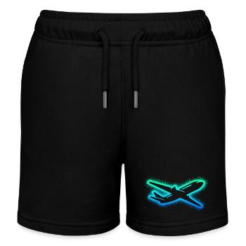 Flugzeug Flieger Kinder Herren Jungen Pilot - Kinder Organic Joggingshorts Mini Bolter von Stanley/Stella - Schwarz - Vorne