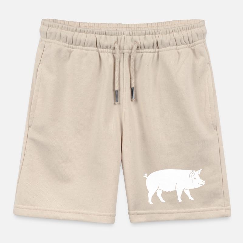 Pig Silhouette Farm Clean Vector Kids Organic Sweat Shorts by Stanley/Stella