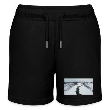 Ein gewundenen Fluss in verschneiter Landschaft - Kinder Organic Joggingshorts Mini Bolter von Stanley/Stella - Schwarz - Vorne