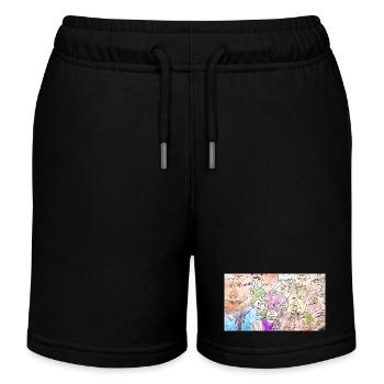 Sea of Faces Collage: Colorful Diversity - Kids Organic Sweat Shorts by Stanley/Stella - black - Front