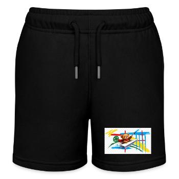 Teddybär fliegt Papierflugzeug - Kinder Organic Joggingshorts Mini Bolter von Stanley/Stella - Schwarz - Vorne