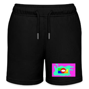 Geometrische Farbblock Collage Neon - Kinder Organic Joggingshorts Mini Bolter von Stanley/Stella - Schwarz - Vorne