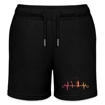 Angeln Sunset Heartbeat Angler Angelrute - Kinder Organic Joggingshorts Mini Bolter von Stanley/Stella - Schwarz - Vorne