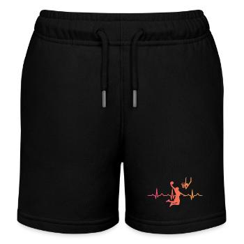 Basketball Sonnenuntergang Herzschlag Basketball - Kinder Organic Joggingshorts Mini Bolter von Stanley/Stella - Schwarz - Vorne